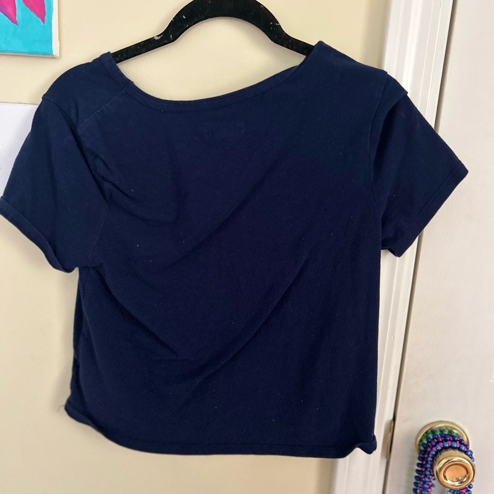 Dark blue crop t shirt worn like 5 times